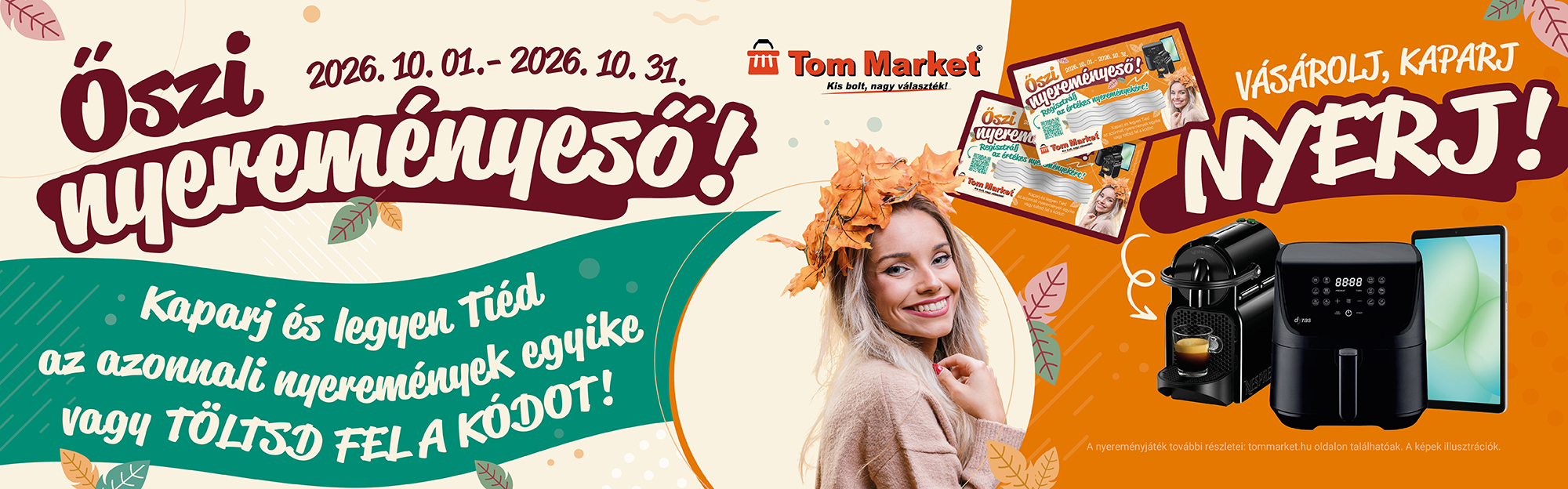 2026 10 Tom Market - Banner - Nyereményjáték - Őszi nyereményeső 2000x624